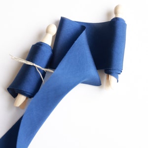Silk Ribbon | Deep Blue Habotai Silk | Plant based, hand dyed silk ribbons, wedding ribbon, floral ribbon, stationery ribbon, 100% silk