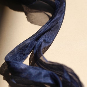 Navy Blue Silk ribbon for weddings, bouquets, stationery