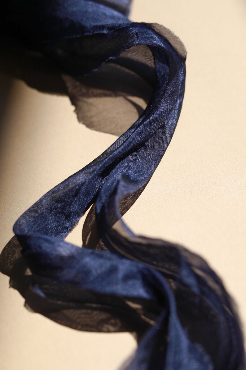 Navy Blue Silk ribbon for weddings, bouquets, stationery