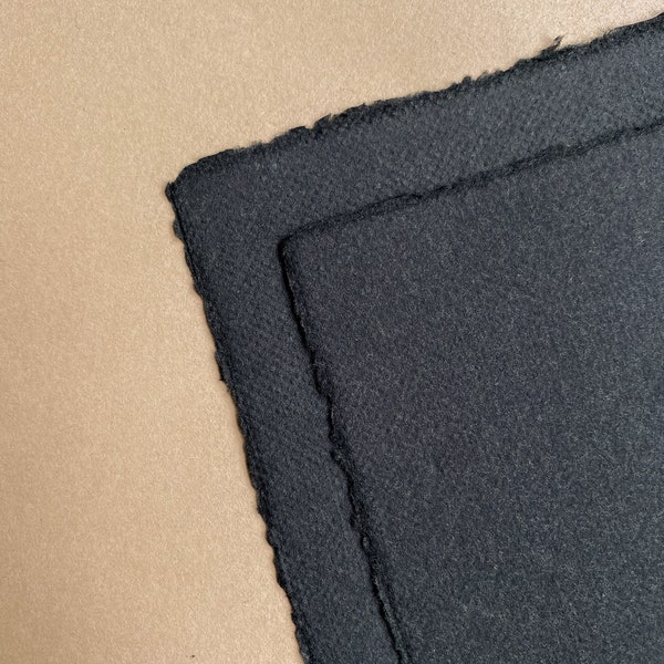 Black Deckle Edge hand made Paper | Wedding stationery paper, fine art paper, 100% cotton rag