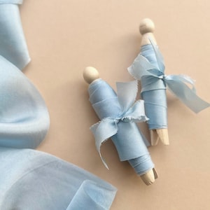 Silk Ribbon | Dusty Blue Habotai Silk | Plant based, hand dyed silk ribbons, wedding ribbon, floral ribbon, stationery ribbon, 100% silk