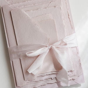 Blush deckle edge handmade COTTON RAG paper, Luxurious stationery paper, cotton paper, fine art paper, wedding invites, rsvp, save the date