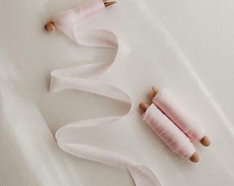 Habotai Ribbon | Pink | Silk Ribbon | Plant based, hand dyed silk ribbons, wedding ribbon, floral ribbon, stationery ribbon