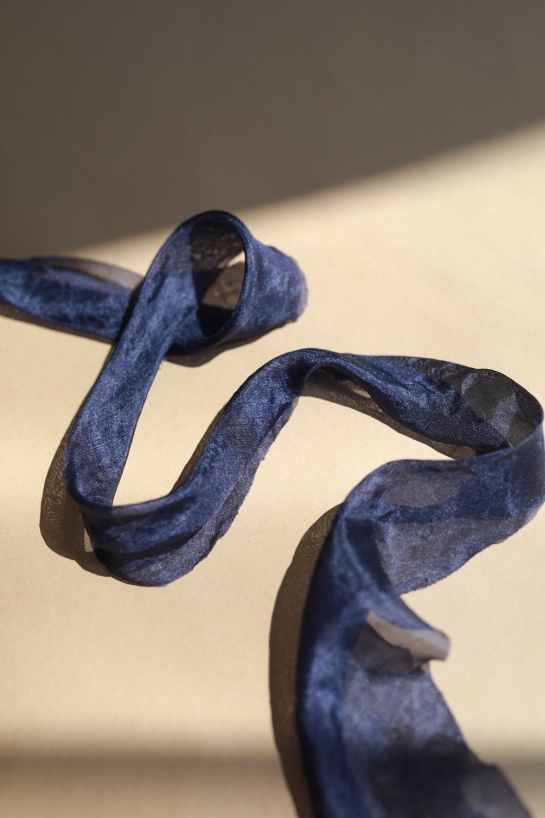 Navy Blue color Silk ribbon