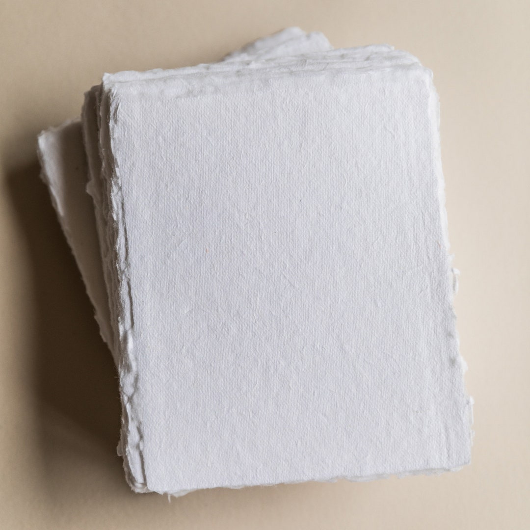 20 A4 150gsm Cotton Rag, Khadi White Handmade Paper Sheets, 21x30cm  8.25x11.8inch, Deckle Edge Medium Surface, Letter Size Handmade Paper 