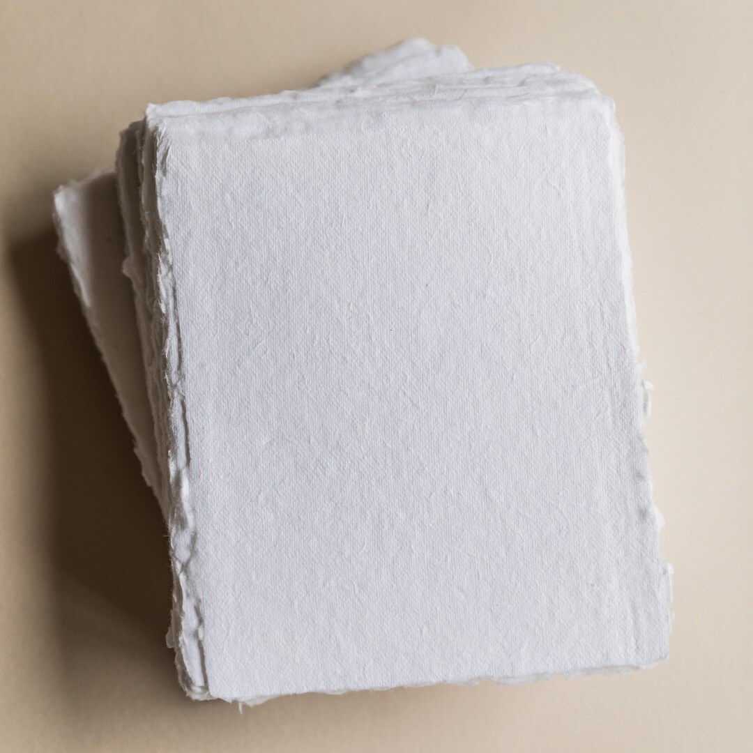 White Deckleedge Cotton Rag Paper, Sizes Available 5x7, 4x6, A5, A4