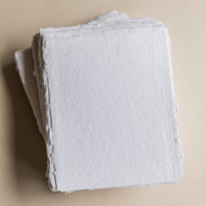 White Deckle-edge Cotton Rag Paper, Sizes Available: 5x7, 4x6, A5, A4, A3  Wedding Invites, Stationery Paper, Handmade Paper 