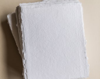 White deckle-edge cotton rag paper, Sizes available: 5x7", 4x6", A5, A4, A3 | Wedding Invites, Stationery Paper, Handmade Paper