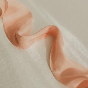 Silk Ribbon | Peach Habotai Silk | Plant based, hand dyed silk ribbons, wedding ribbon, floral ribbon, stationery ribbon, 100% silk
