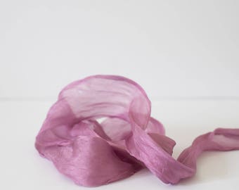 Zijden lint | Lavendel pure tabby | Plantaardige, handgeverfde zijden linten, trouwlint, bloemenlint, briefpapierlint, 100% zijde