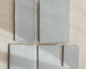 Papel de algodão com bordas irregulares azul suave para convites de casamento, salve a data, convites de casamento, papel reciclado feito à mão, papel de belas artes