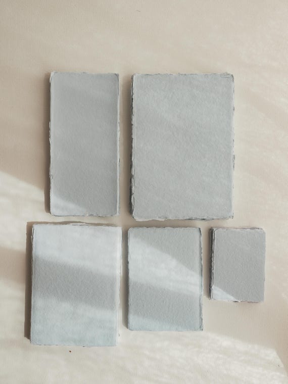 Soft Blue deckle edge cotton rag paper for wedding Invites, save the date, wedding invitations, handmade recycled paper, fine art paper