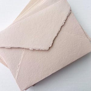 Blush Cotton Rag handmade Envelopes | Wedding Stationery, Deckle Edge Wedding Envelopes | handmade paper envelopes, 5.5x7.5" C6 C5