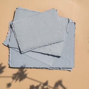 Dusty Blue Handmade Paper, Recycled Deckle Edge Wedding Stationery, Wedding Invites, deckled edges - A5, 5x7, A6, 4x6", DL, A4 A8