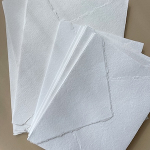 Handmade Cotton Rag Envelopes 10 Pack | White Deckle Edge Envelopes | handmade paper, 5x7", C6, C5, 5.5x7.5" envelopes, organic envelopes