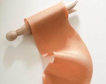Silk Ribbon | Orange Tangerine HABOTAI | Plant based, hand dyed silk ribbons, wedding ribbon, floral ribbon, stationery ribbon, 100% silk