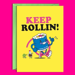 Keep Rolling! Sushi Birthday Card, sushi art, funny card