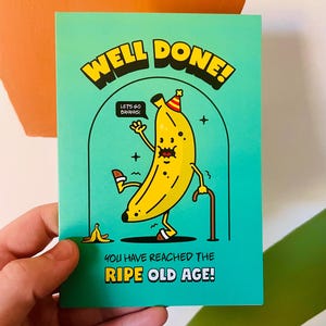 Carte de voeux banane mûre de vieillesse - carte drôle - carte mignonne