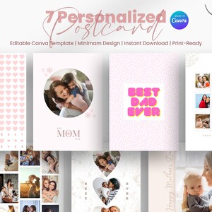Personalisierte Postkartendrucke, individuelle Geschenke für Mama, Papa, Freunde, Frau und Mann, Liebeskarte und Postkartenrahmen, Canva Vorlage