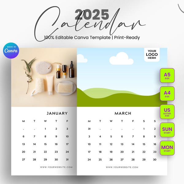 Mini Photo Calendar Template Etsy