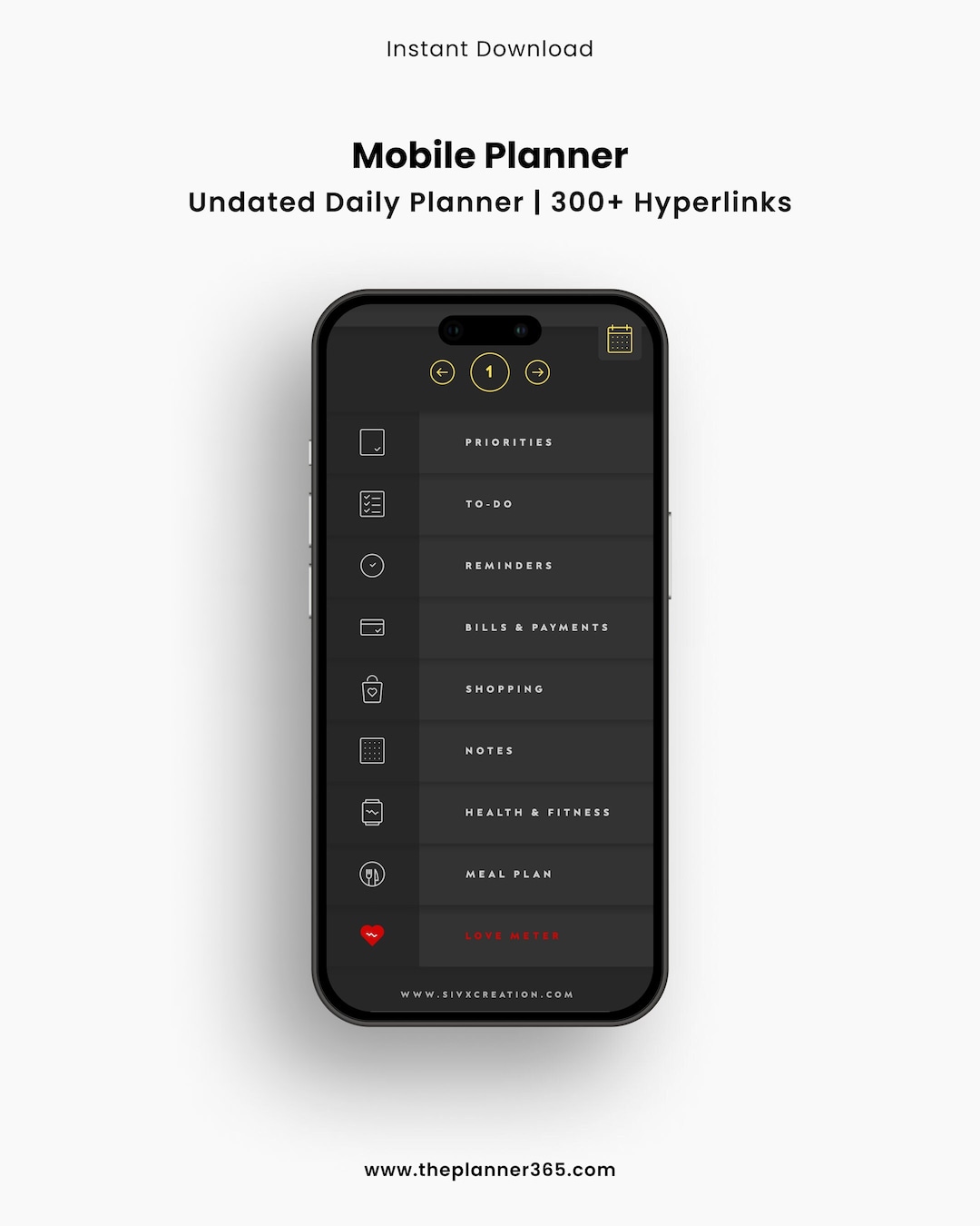 Digital Mobile Planner, Digital Pocket Planner, iPhone Digital Planner