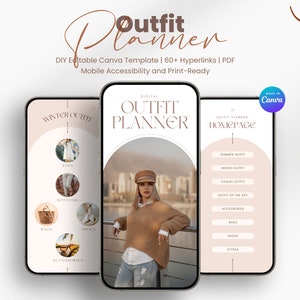 Outfit Planner Template | Editable Canva Template | Summer and Winter Outfit Wardrobe | That Girl Planner | Adhd Planner | Mobile Planner
