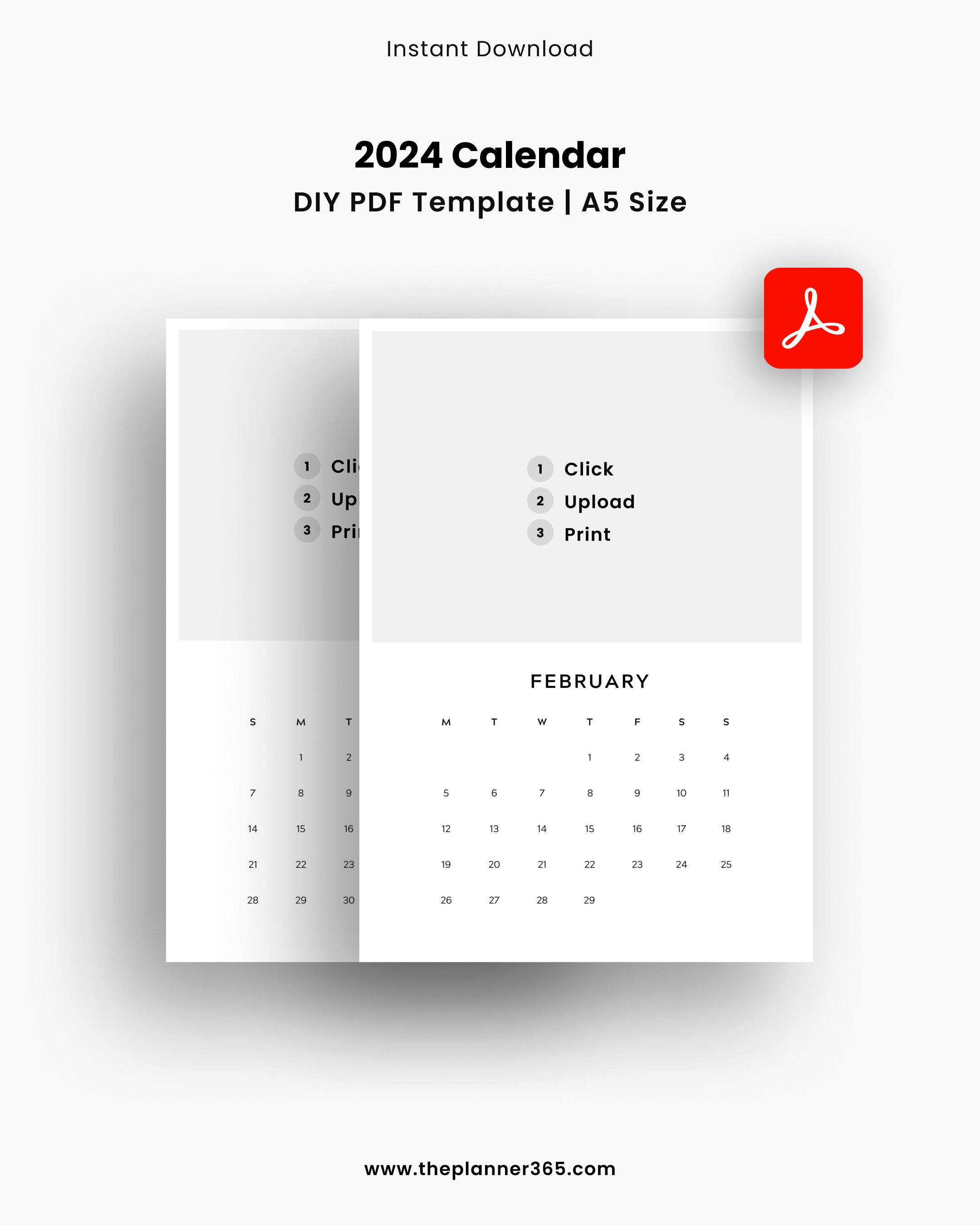 2024 Calendar, PDF Template, Commercial Template, 100 Editable