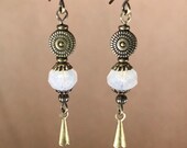 opalescent dangle earrings charm earrings Czech glass earrings long earrings boho chic jewelry neutral earrings