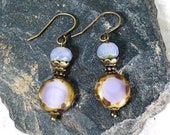 lavender dangle earrings pastel earrings Czech glass earrings lilac earrings small earrings minimalist earrings