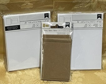 American Crafts Craft Cards & Envelopes – 2 White A2 + 1 Kraft, DIY Stationery, Handmade Card Set