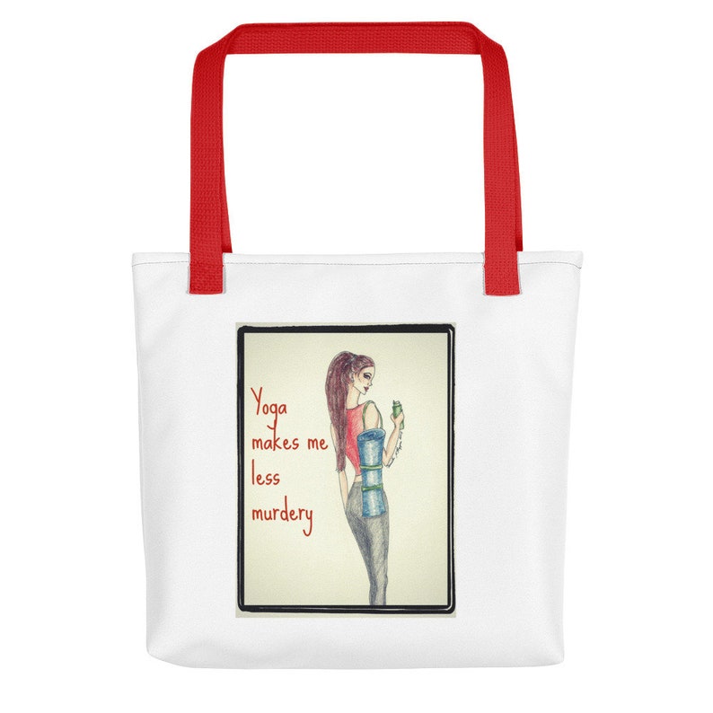 Yoga makes me less murdery Tote bag