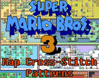 Super Mario Bros. 3 ALL WORLDS Maps Cross Stitch Pattern Bundle, Retro Super Mario Instant Download PDF Needlecraft