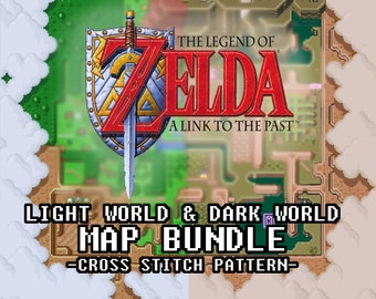 Legend of Zelda: A Link to the Past LIGHT and DARK World Maps! (PDF Patterns)