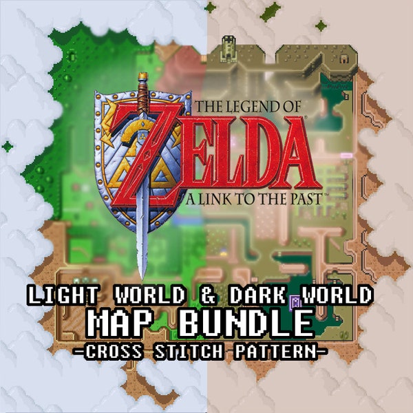 Legend of Zelda: A Link to the Past LIGHT and DARK World Maps! (PDF Patterns)