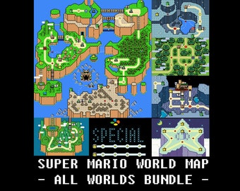 Super Mario World ALL WORLDS Maps -- Cross Stitch Pattern!