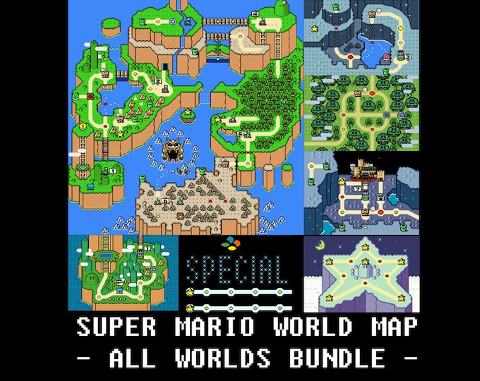 Super Mario Bros. 3 ALL WORLDS Maps Cross Stitch Pattern Bundle, Retro ...