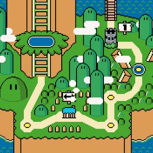Super Mario World Yoshi's Island-kaart -- kruissteekpatroon!