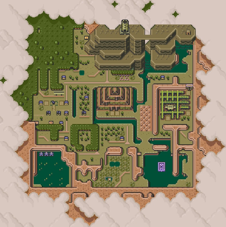 Legend of Zelda A Link to the Past DARK World Map PDF Etsy