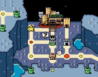 Super Mario World Valley of Bowser Map -- Cross Stitch Pattern!