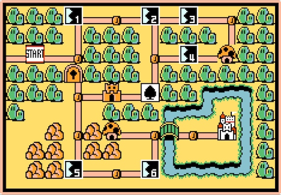 Super Mario Bros. 3 World 1 Map Cross Stitch Pattern 