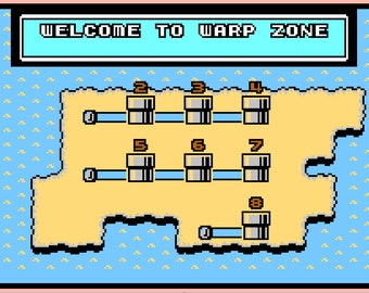 Super Mario Bros. 3 WARP ZONE Map -- Cross Stitch Pattern