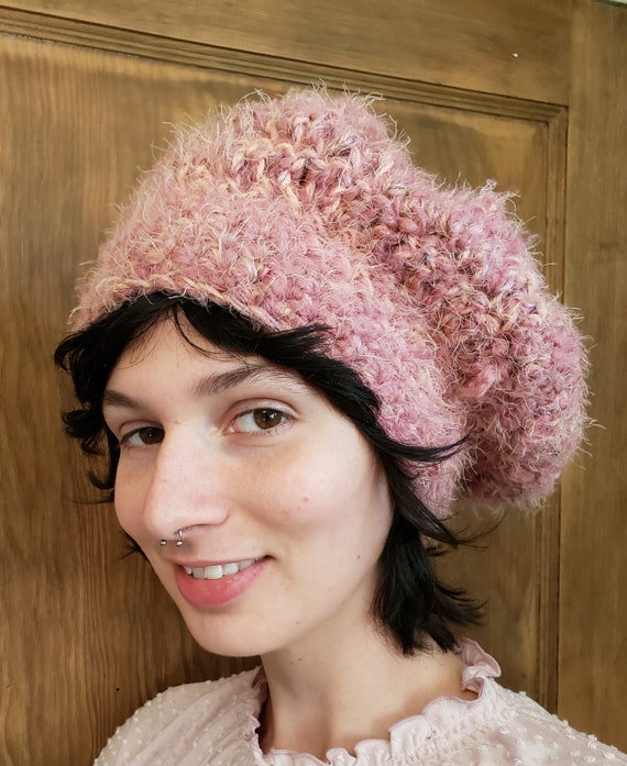 Crocheted Floppy Fuzzy Beret | Etsy 
