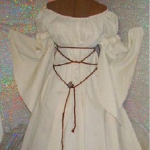 Renaissance fantasy Chemise dress ivory cream Chemise w/ puff shoulder & long sleeve costume gown or under dress or by itself easy wash