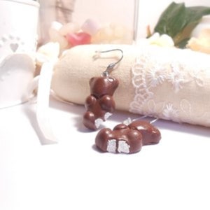 Boucles d'oreilles ourson au chocolat croqué