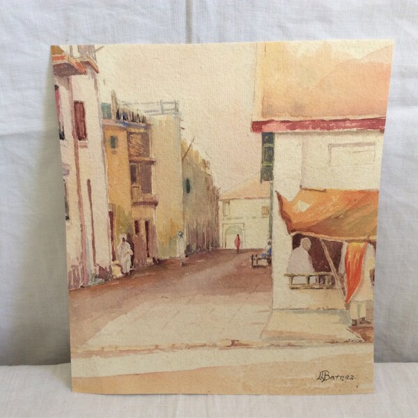 An attractive Watercolour Painting of an Arabic Street Scene