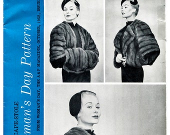 modello di cucitura vintage 1950 anni '50 Vintage Donna Dami Modello Di Pelliccia o Capo 5 stili dimensione media Busto 32 - 34 riproduzione