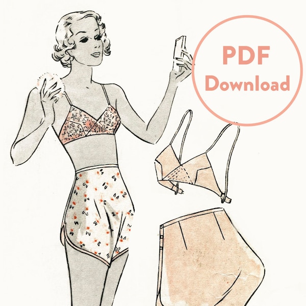 vintage sewing pattern vintage lingerie sewing pattern 1930s 30s soft bra and tap shorts bust 36 Instant Download