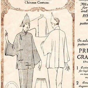 Pyjama chinoise des années 1920 / reproduction de motifs de couture vintage / col mao / loungewear / buste 32 34 36 38 40