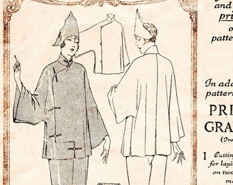 1920s 20s chinoiserie pajamas / vintage sewing pattern reproduction / mandarin collar / loungewear / bust 32 34 36 38 40