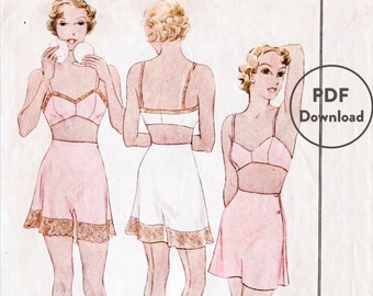 vintage sewing pattern vintage lingerie sewing pattern 1930s 30s bra & tap shorts bust 32 Instant Download